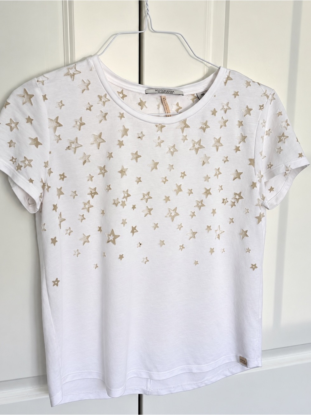Scotch & Soda White Short Sleeve Tee with see through Stars